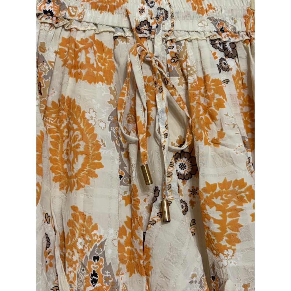 Bishop + Young Splendor Flare Skirt Montecito Print Orange Floral Mini Small NWT - Picture 5 of 9